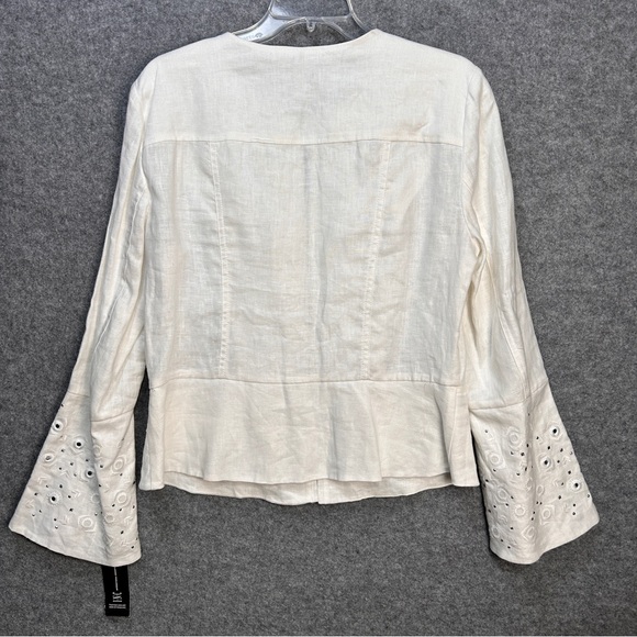 INC International Concepts Size L White Linen Bell Sleeves Mirror Zip Jacket New - Picture 7 of 8